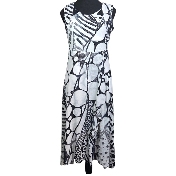 Alison Sheri Dresses & Skirts - Alison Sheri Monochrome Abstract Midi Dress With Cutouts Size Small